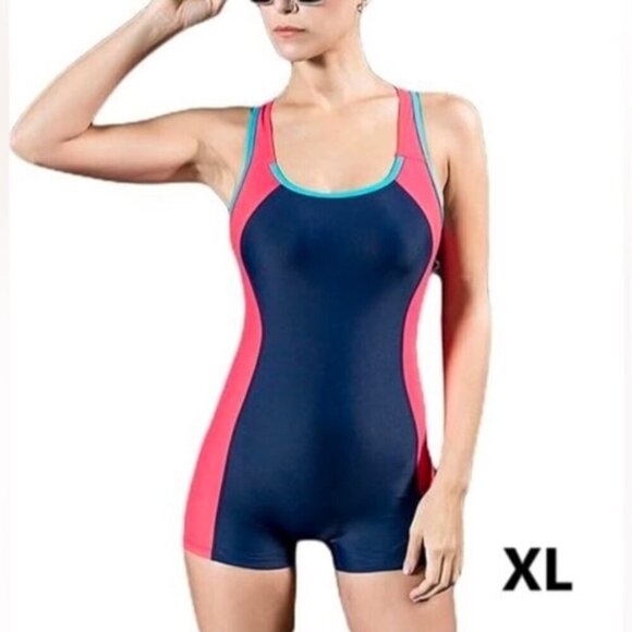 Athletic Racerback color block One Piece Bathing Suit. Size: XL. NWT (1767) - Picture 1 of 14